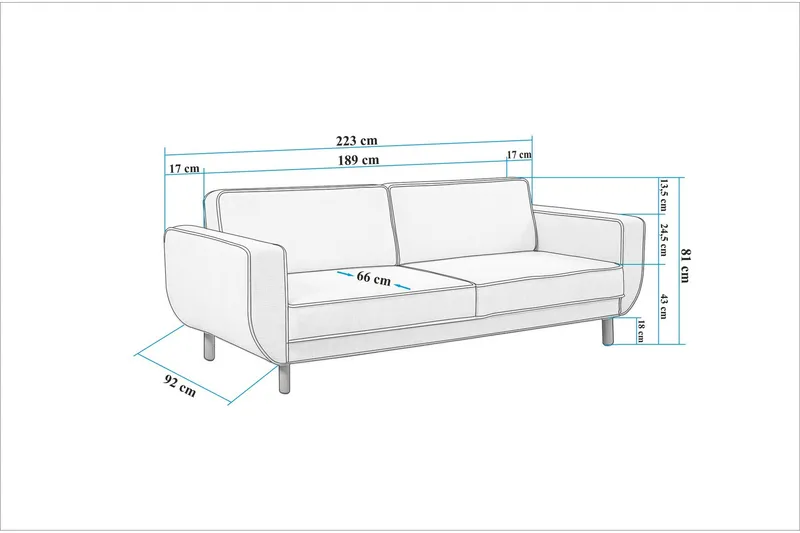 Austen 3-sits Bäddsoffa - Grå - Möbler - Soffa - Bäddsoffa - 3 sits bäddsoffa