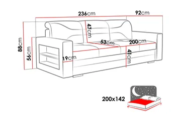 Bäddsoffa 236cm - Mörkgrå - Möbler - Soffa - Bäddsoffa - 3 sits bäddsoffa