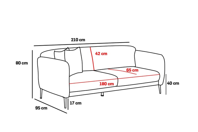 Bäddsoffa 3-sits Genna 180x90 cm - Beige - 3 sits bäddsoffa