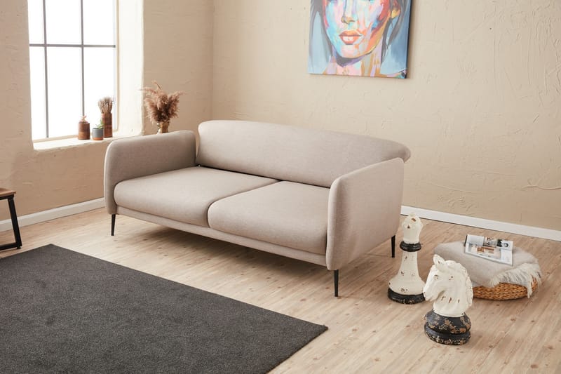 Bäddsoffa 3-sits Genna 180x90 cm - Beige - 3 sits bäddsoffa