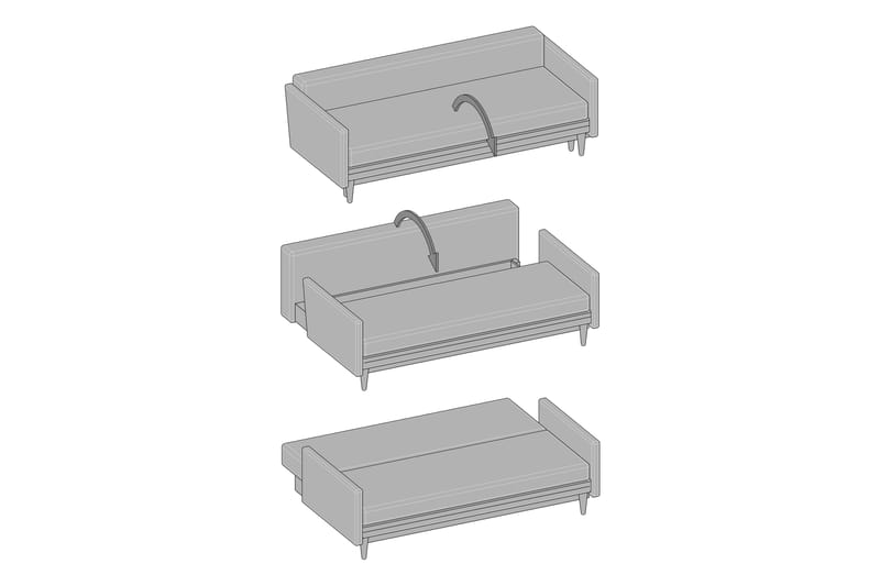 Bäddsoffa Alory med Förvaring 3-sits - Beige - Möbler - Soffa - Bäddsoffa - 3 sits bäddsoffa