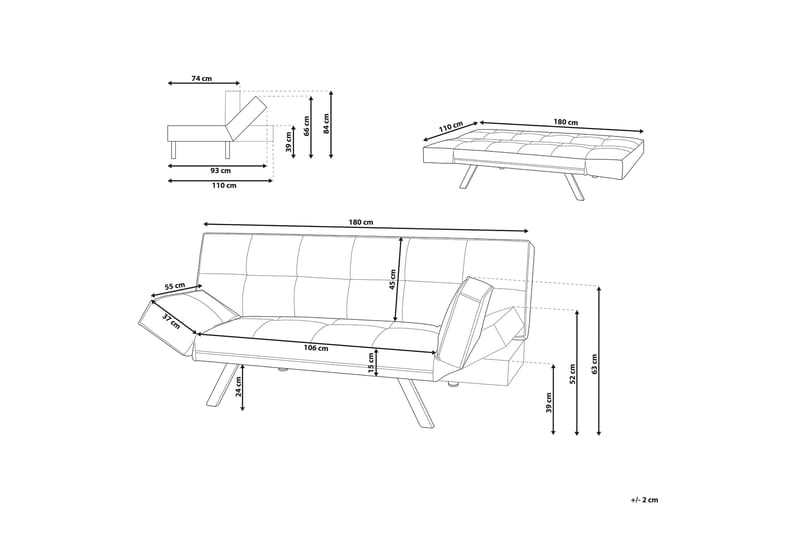 Bäddsoffa Bristol 180 cm - Blå - 3 sits bäddsoffa