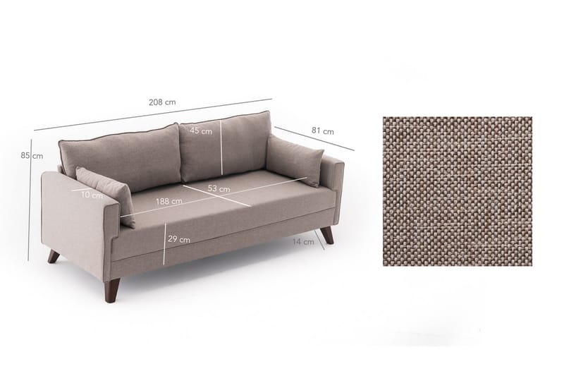 Bäddsoffa Burundi 3-sits - Beige - Möbler - Soffa - Bäddsoffa - 3 sits bäddsoffa