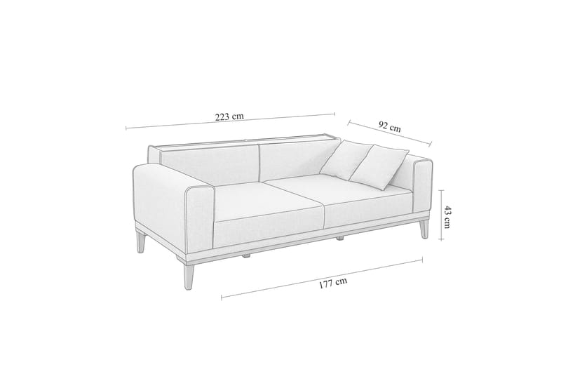 Bäddsoffa Charlesbourg 3-sits 223x94 cm - Antracit - 3 sits bäddsoffa