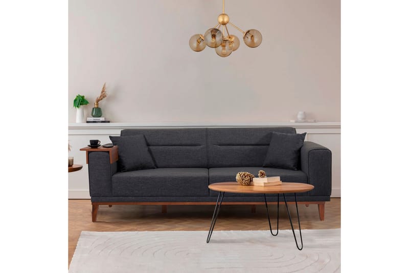 Bäddsoffa Charlesbourg 3-sits 223x94 cm - Antracit - Möbler - Soffa - Bäddsoffa - 3 sits bäddsoffa