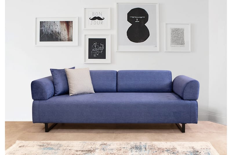 Bäddsoffa Glenavy 3-sits - Blå - Möbler - Soffa - Bäddsoffa - 3 sits bäddsoffa