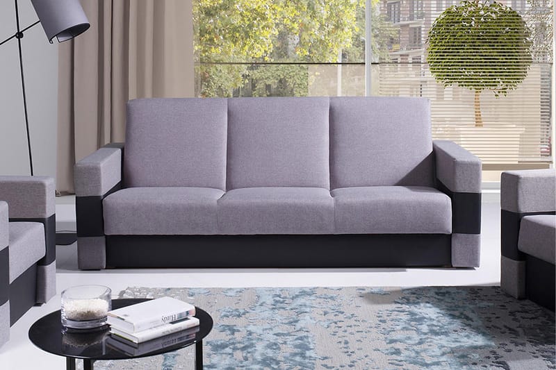 Bäddsoffa Gordia 222x88x89 cm - Grå - Möbler - Soffa - Bäddsoffa - 3 sits bäddsoffa