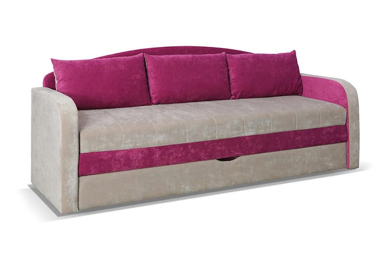 Bäddsoffa Grayham 208x76x86 cm - Rosa - 3 sits bäddsoffa