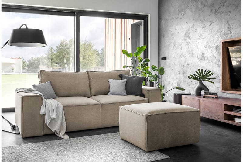 Bäddsoffa Kandari 3-sits med Förvaring - Beige - Möbler - Soffa - Bäddsoffa - 3 sits bäddsoffa