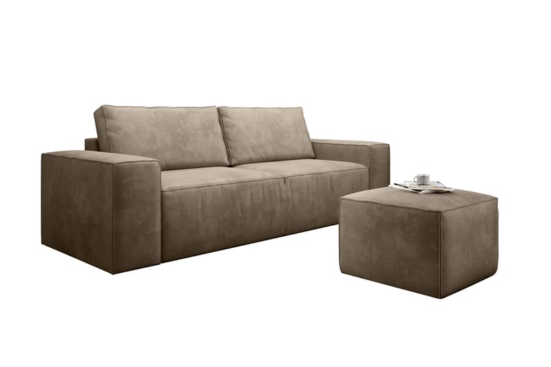 Bäddsoffa Kandari 3-sits med Förvaring - Beige - Möbler - Soffa - Bäddsoffa - 3 sits bäddsoffa
