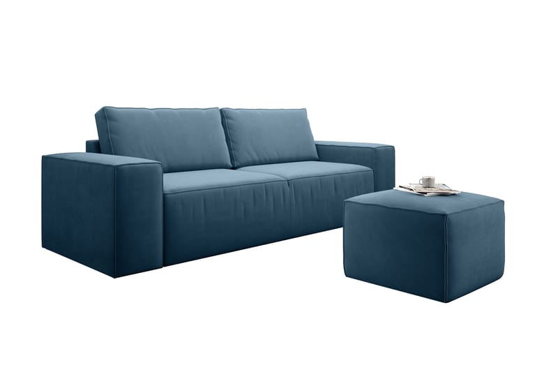 Bäddsoffa Kandari 3-sits med Förvaring - Blå - Möbler - Soffa - Bäddsoffa - 3 sits bäddsoffa