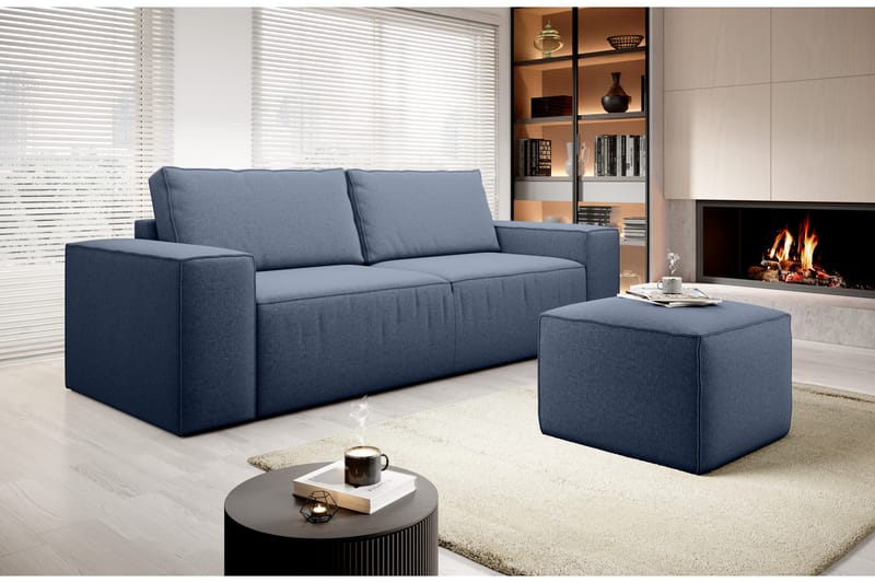 Bäddsoffa Kandari 3-sits med Förvaring - Blå - Möbler - Soffa - Bäddsoffa - 3 sits bäddsoffa
