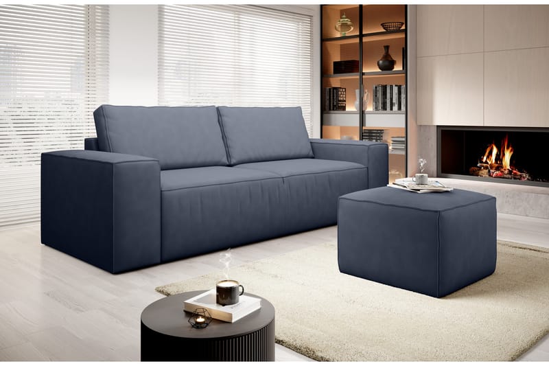 Bäddsoffa Kandari 3-sits med Förvaring - Blå - Möbler - Soffa - Bäddsoffa - 3 sits bäddsoffa