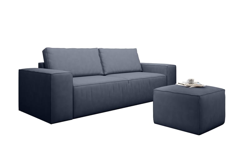 Bäddsoffa Kandari 3-sits med Förvaring - Blå - Möbler - Soffa - Bäddsoffa - 3 sits bäddsoffa