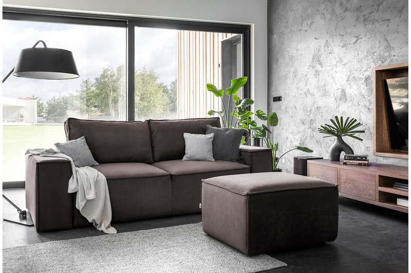 Bäddsoffa Kandari 3-sits med Förvaring - Brun - Möbler - Soffa - Bäddsoffa - 3 sits bäddsoffa