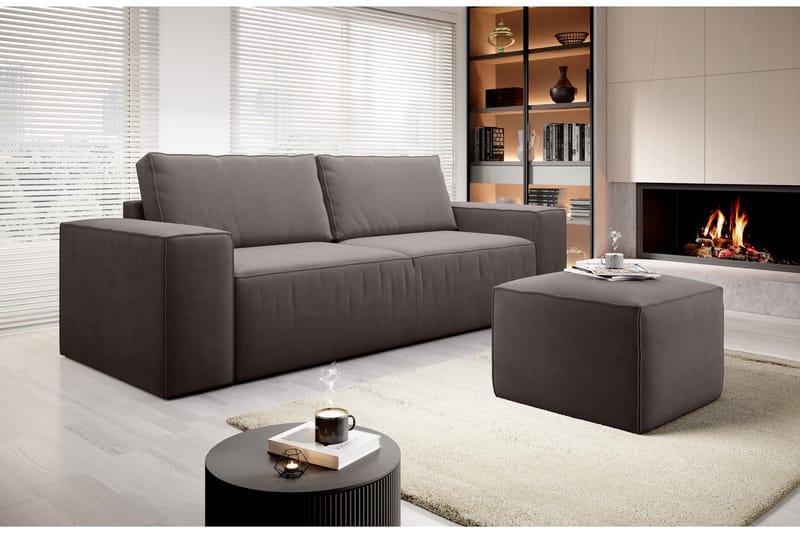 Bäddsoffa Kandari 3-sits med Förvaring - Brun - Möbler - Soffa - Bäddsoffa - 3 sits bäddsoffa