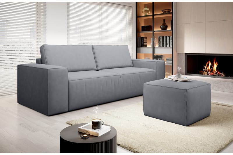 Bäddsoffa Kandari 3-sits med Förvaring - Grå - Möbler - Soffa - Bäddsoffa - 3 sits bäddsoffa