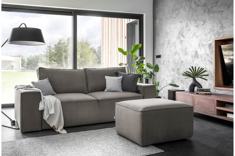 Bäddsoffa Kandari 3-sits med Förvaring - Grå - Möbler - Soffa - Bäddsoffa - 3 sits bäddsoffa