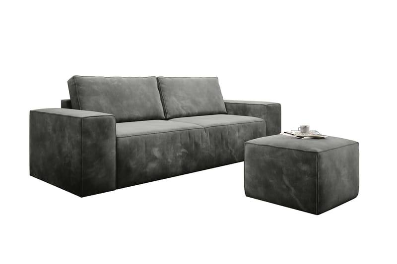 Bäddsoffa Kandari 3-sits med Förvaring - Grå - Möbler - Soffa - Bäddsoffa - 3 sits bäddsoffa