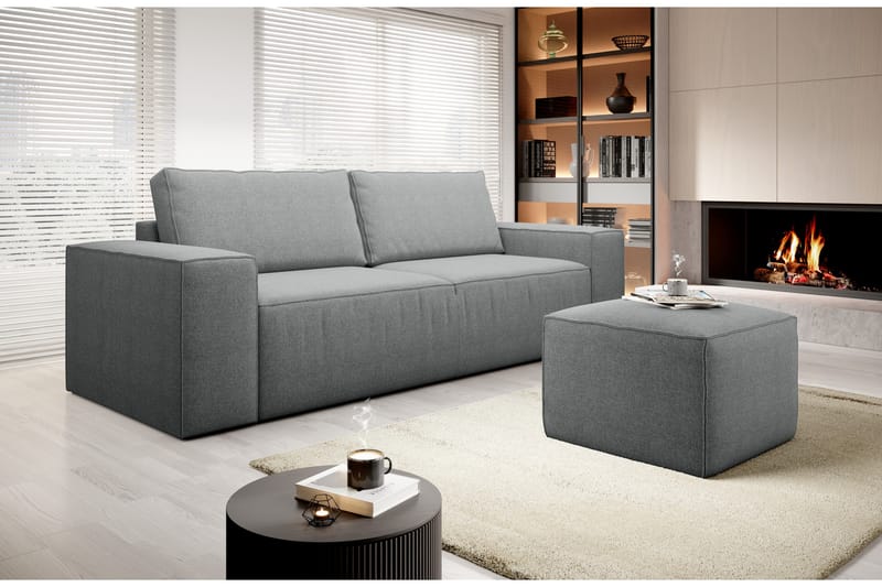 Bäddsoffa Kandari 3-sits med Förvaring - Grå - Möbler - Soffa - Bäddsoffa - 3 sits bäddsoffa