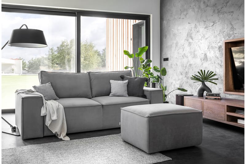 Bäddsoffa Kandari 3-sits med Förvaring - Grå - Möbler - Soffa - Bäddsoffa - 3 sits bäddsoffa