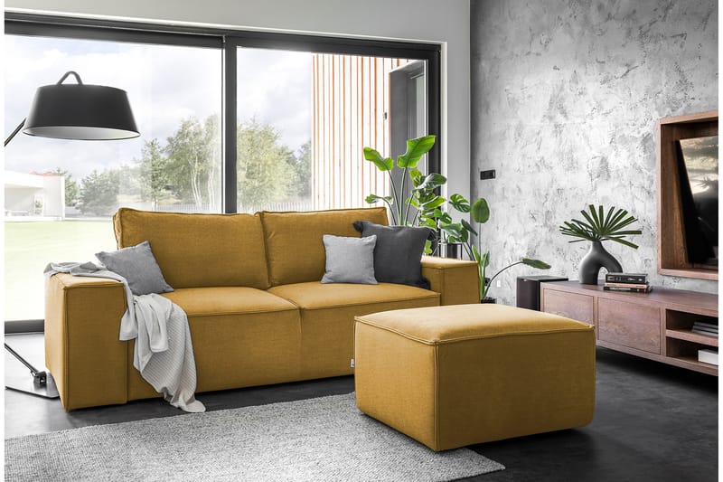 Bäddsoffa Kandari 3-sits med Förvaring - Gul - Möbler - Soffa - Bäddsoffa - 3 sits bäddsoffa