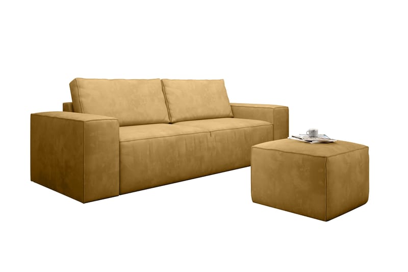 Bäddsoffa Kandari 3-sits med Förvaring - Gul - Möbler - Soffa - Bäddsoffa - 3 sits bäddsoffa