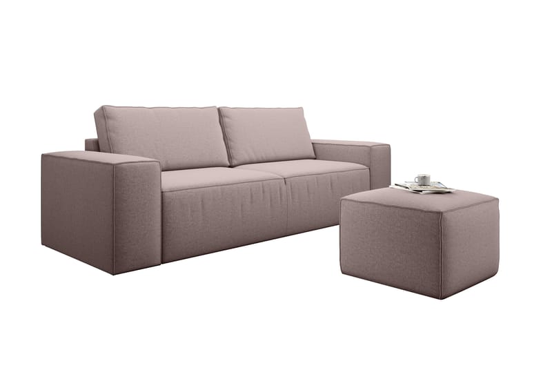 Bäddsoffa Kandari 3-sits med Förvaring - Ljusrosa - Möbler - Soffa - Bäddsoffa - 3 sits bäddsoffa