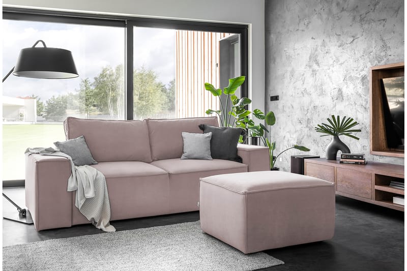 Bäddsoffa Kandari 3-sits med Förvaring - Ljusrosa - Möbler - Soffa - Bäddsoffa - 3 sits bäddsoffa