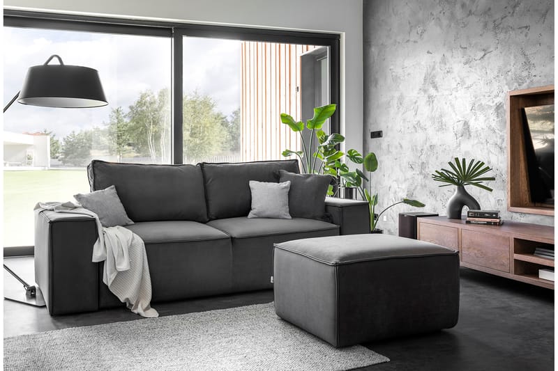 Bäddsoffa Kandari 3-sits med Förvaring - Mörkgrå - Möbler - Soffa - Bäddsoffa - 3 sits bäddsoffa