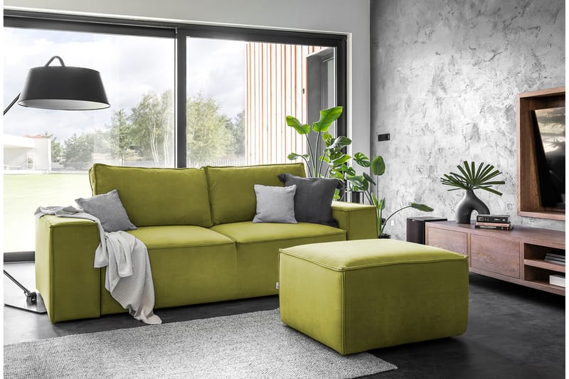 Bäddsoffa Kandari 3-sits med Förvaring - Olivgrön - Möbler - Soffa - Bäddsoffa - 3 sits bäddsoffa