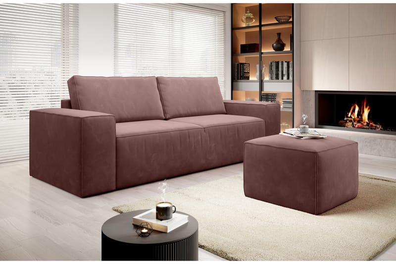Bäddsoffa Kandari 3-sits med Förvaring - Rosa - Möbler - Soffa - Bäddsoffa - 3 sits bäddsoffa
