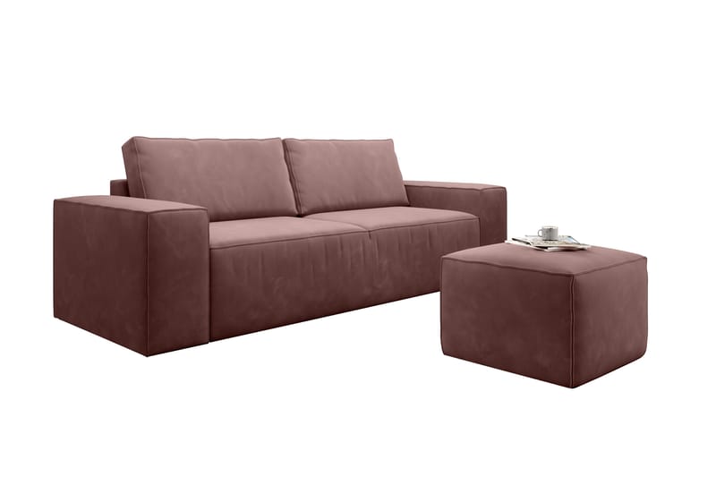 Bäddsoffa Kandari 3-sits med Förvaring - Rosa - Möbler - Soffa - Bäddsoffa - 3 sits bäddsoffa