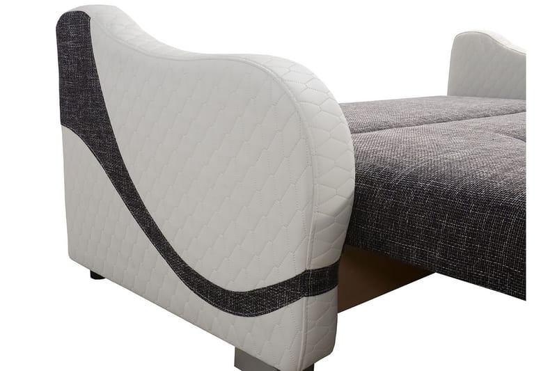 Bäddsoffa Karmen 226x93x88 cm - Grå/Vit - 3 sits bäddsoffa