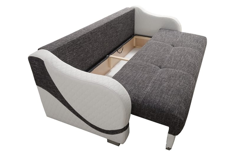 Bäddsoffa Karmen 226x93x88 cm - Grå/Vit - 3 sits bäddsoffa