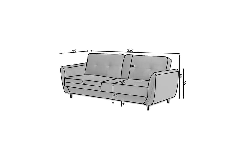 Bäddsoffa Kaval 3-sits - Svart - Möbler - Soffa - Bäddsoffa - 3 sits bäddsoffa