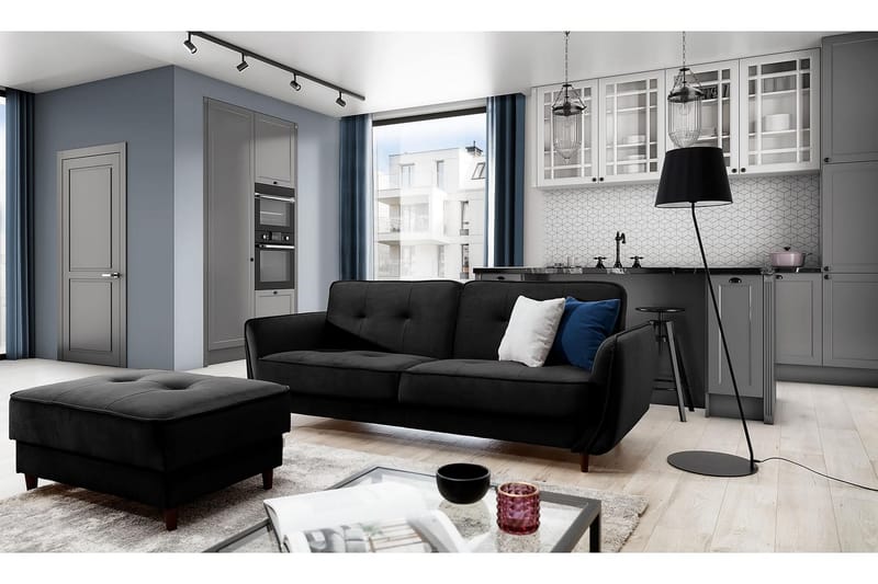Bäddsoffa Kaval 3-sits - Svart - Möbler - Soffa - Bäddsoffa - 3 sits bäddsoffa