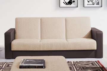 Bäddsoffa Kolder 222x97x88 cm - Beige - Möbler - Soffa - Bäddsoffa - 3 sits bäddsoffa