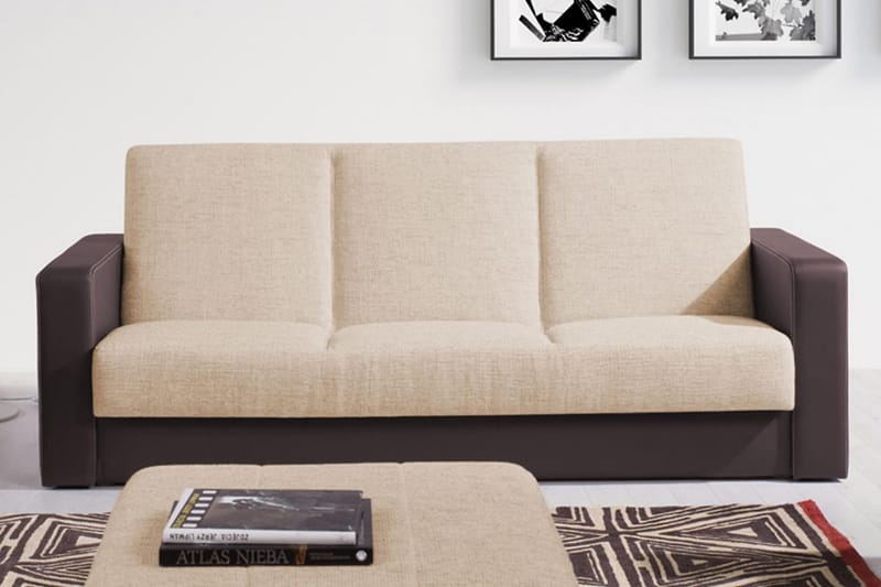 Bäddsoffa Kolder 222x97x88 cm - Beige - Möbler - Soffa - Bäddsoffa - 3 sits bäddsoffa