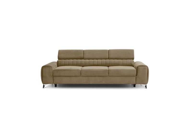 Bäddsoffa Laucha 3-sits - Beige - Sammetssoffa - 3 sits bäddsoffa