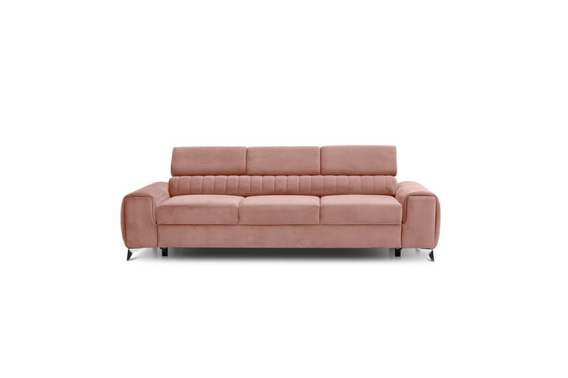 Bäddsoffa Laucha 3-sits - Rosa - Sammetssoffa - 3 sits bäddsoffa