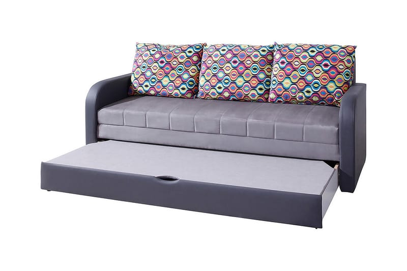 Bäddsoffa Lido 208x75x86 cm - Blå/Grå/Röd - Möbler - Soffa - Bäddsoffa - 3 sits bäddsoffa