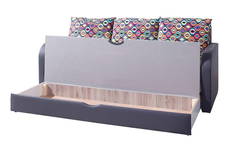 Bäddsoffa Lido 208x75x86 cm - Blå/Grå/Röd - Möbler - Soffa - Bäddsoffa - 3 sits bäddsoffa