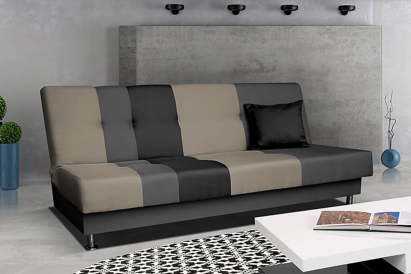 Bäddsoffa Lisa 195x85x90 cm - Beige/Grå - Möbler - Soffa - Bäddsoffa - 3 sits bäddsoffa