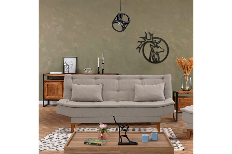 Bäddsoffa Longburn 3-sits 106x186 - Cream - Möbler - Soffa - Bäddsoffa - 3 sits bäddsoffa