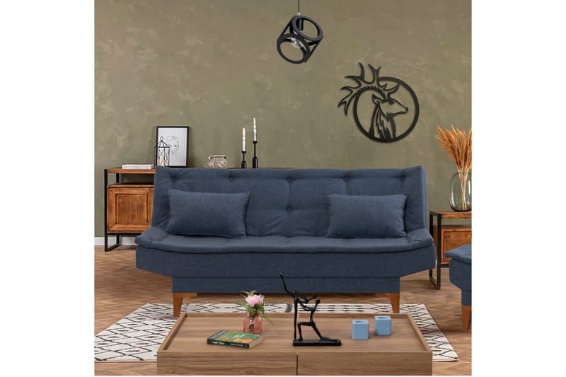 Bäddsoffa Longburn 3-sits 106x187 - Mörkblå - Möbler - Soffa - Bäddsoffa - 3 sits bäddsoffa