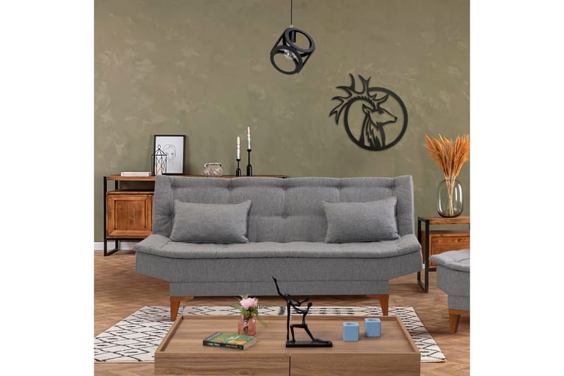 Bäddsoffa Longburn 3-sits 106x189 - Grå - Möbler - Soffa - Bäddsoffa - 3 sits bäddsoffa