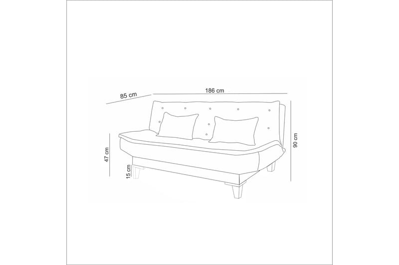 Bäddsoffa Longburn 3-sits 106x189 - Grå - 3 sits bäddsoffa