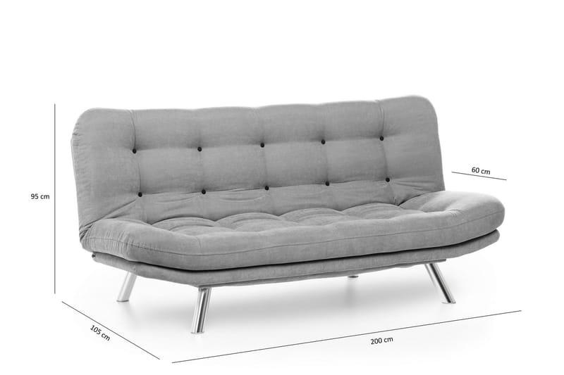 Bäddsoffa Mallie 3-sits - Grå - Möbler - Soffa - Bäddsoffa - 3 sits bäddsoffa