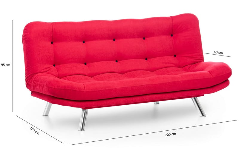 Bäddsoffa Mallie 3-sits - Röd - Möbler - Soffa - Bäddsoffa - 3 sits bäddsoffa